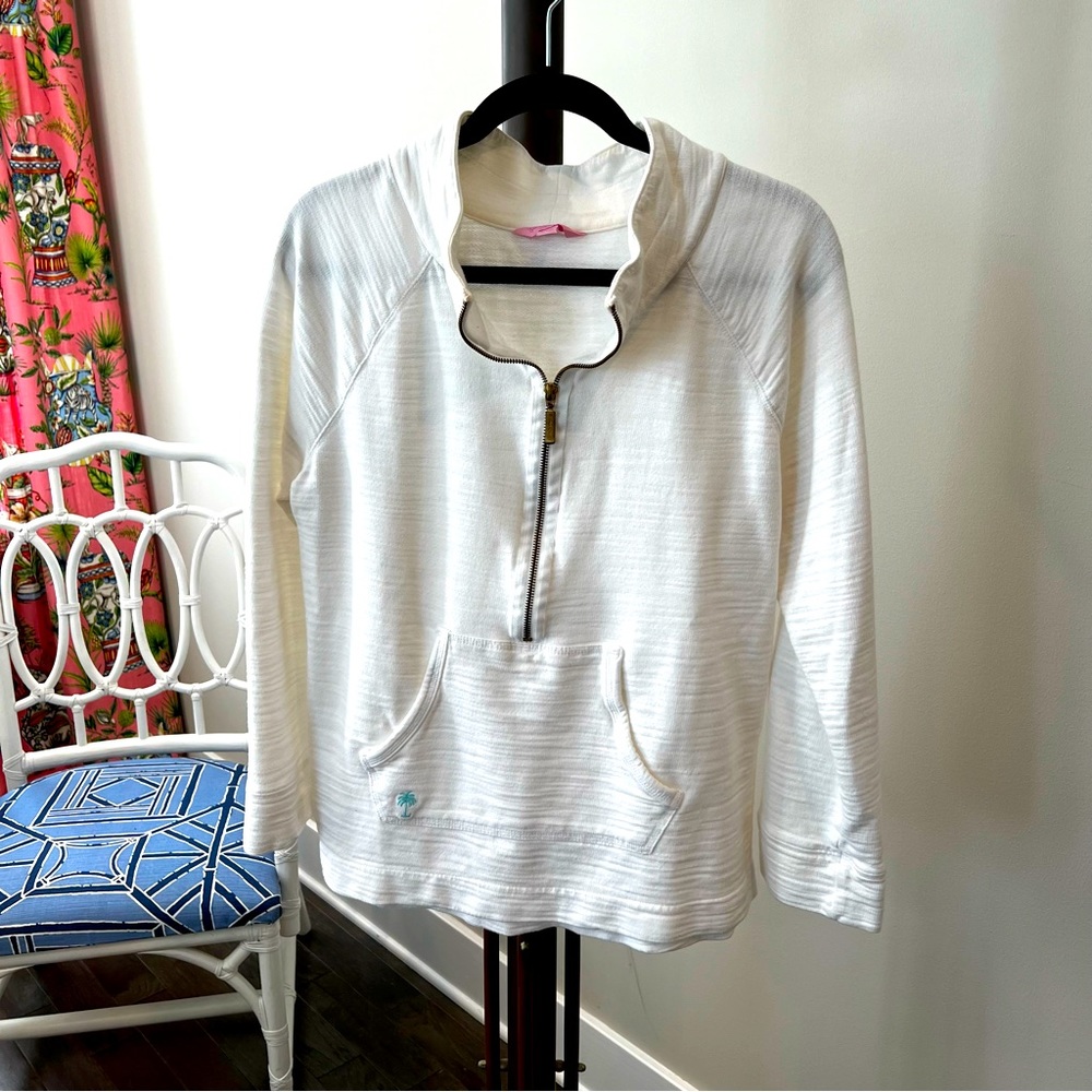 Lilly Pulitzer White Popover Sweatshirt - Large
